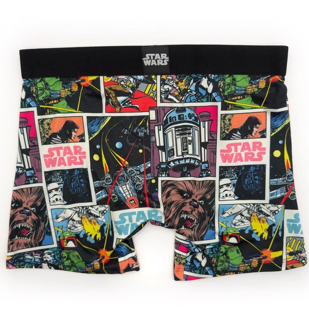 Disney Star Wars Crazy Boxer Briefs Mens Size Large Underwear Chewbacca R2-D2